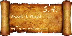 Spisák Ahmed névjegykártya
